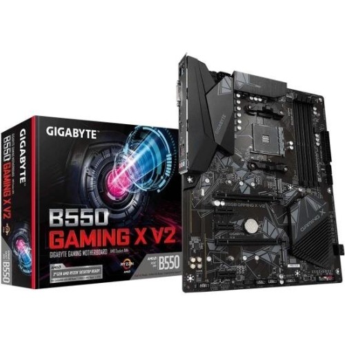 Материнская плата Gigabyte B550 GAMING X V2, Socket AM4, AMD B550, 4xDDR4-3200, DVI-D+HDMI, 2xPCI-Ex16, 3xPCI-Ex1, 4xSATA3(RAID 0/1/10), 2xM.2, 8 Ch Audio, 1xGLan, (2+4)xUSB2.0, (4+2)xUSB3.2, 1xPS/2, ATX, RTL {}